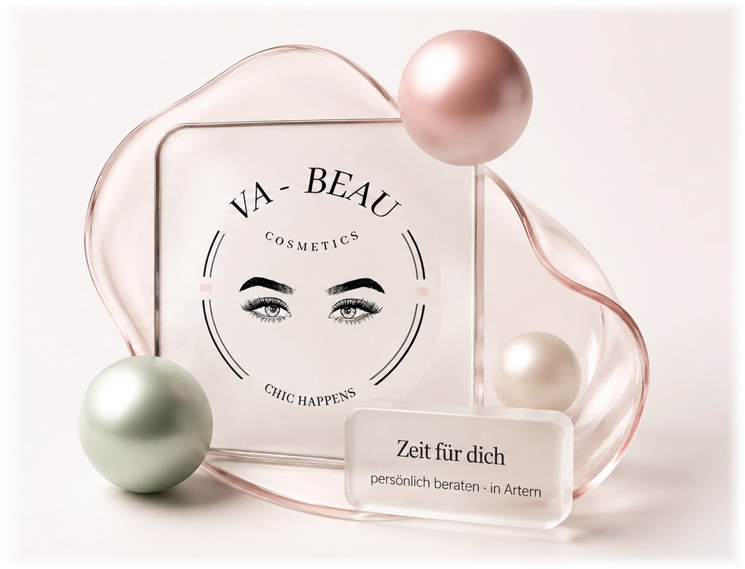 Va.Beau.Cosmetics mit roséfarbener Glaswelle und Kosmetikperlen